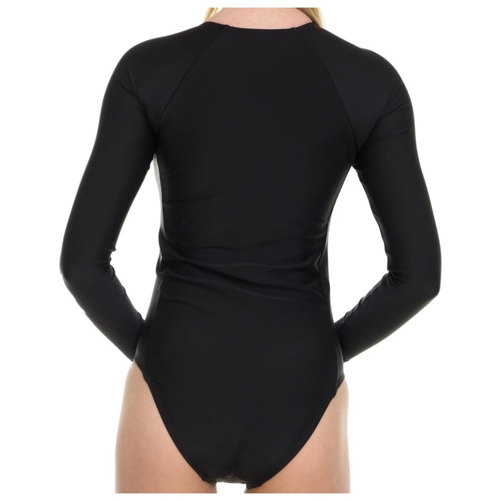 NWT Hurley Black Long Sleeve One Piece Rash Guard / Swimsuit UPF 50+ Zip Surf SM - Picture 4 of 7